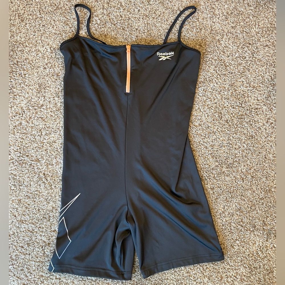 Reebok Black athletic romper/singlet with Orange Zipper